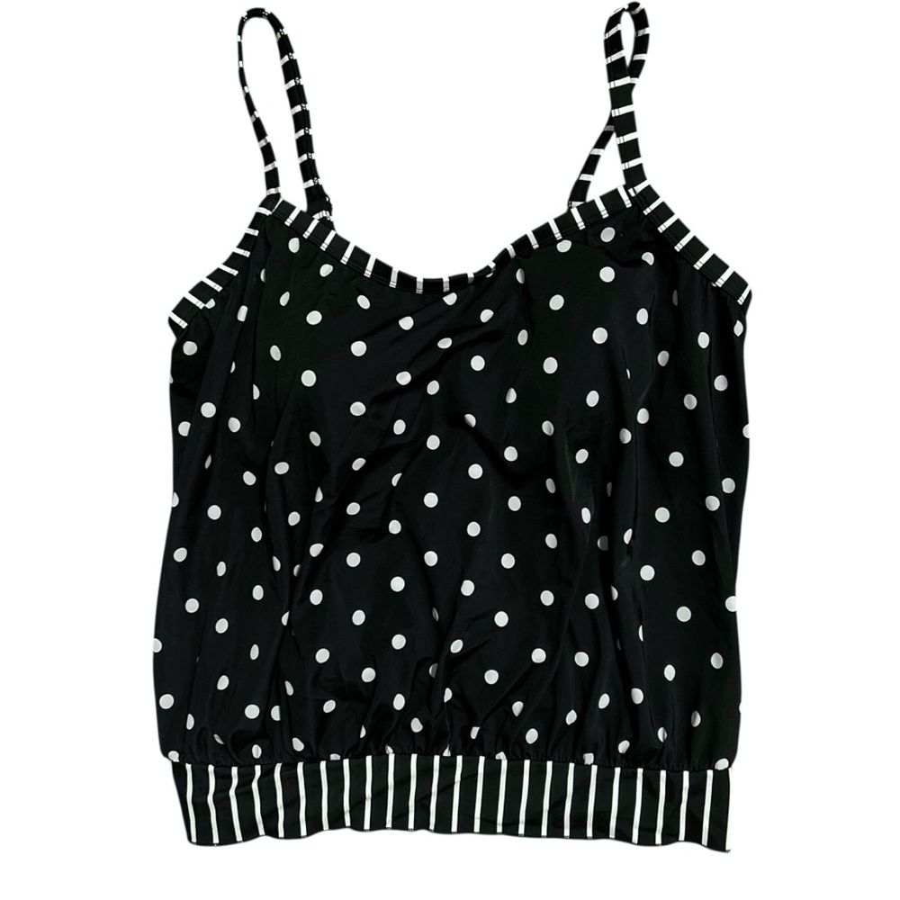 KM ROGERS NWT Black/White Polka Dot Striped Swim Tank 20W